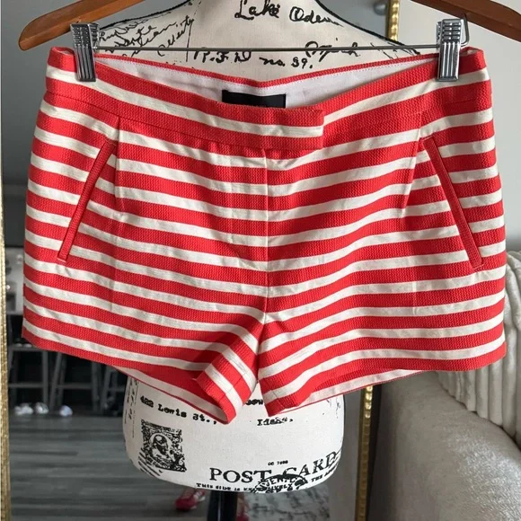 J. Crew | Shorts | J Crew Orangered And White Striped Shorts Size 4 - Picture 1 of 8
